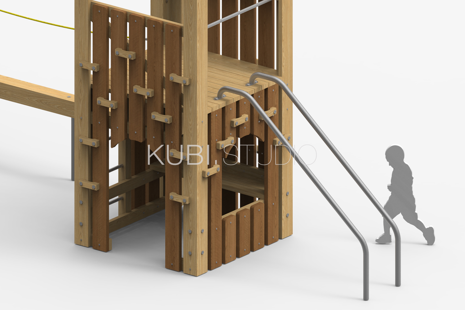 Детская крепость с переходом бревно