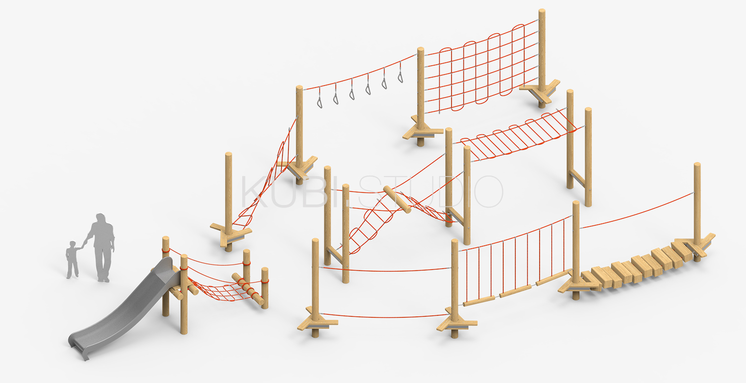 Модульная детская веревочная площадка