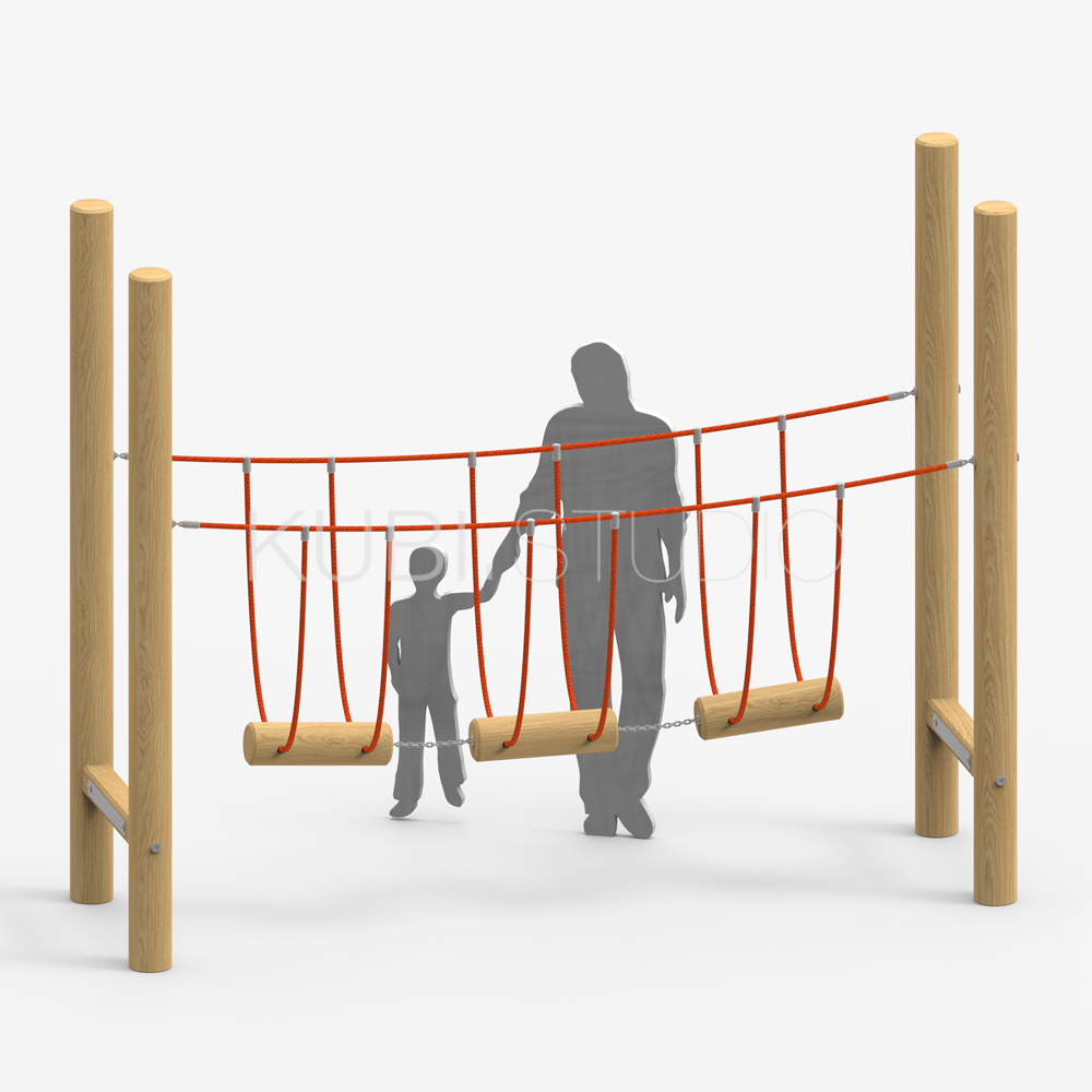 Бревенчатый подвесной мост для детской площадки